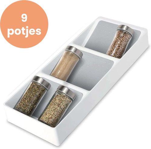 LBB - Gewürzregal - Für 9 Gläser - Schublade - 38cm - Gewürzeimer - Gewürzschubladenorganisator - Gewürzdosen