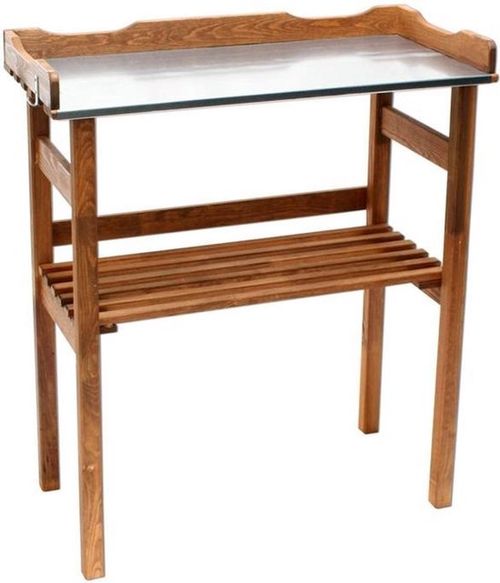 Tontisch mit verzinkter Arbeitsplatte - 78x38x86 cm - Kiefer massiv braun