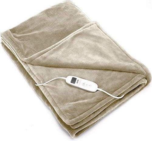 DistinQ Electric Blanket XXL 180x160 cm - 2 Personen Wickeldecke - 160Watt - Automatische Abschaltung - Überhitzungsschutz - 9 Stufen - Wärmedecke - Beige Energieeffizient -