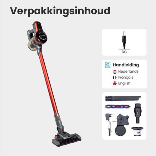 Auronic Stabstaubsauger kabellos - Beutellos - 4-in-1 - Akkubetrieben - 160W - Rot/Grau