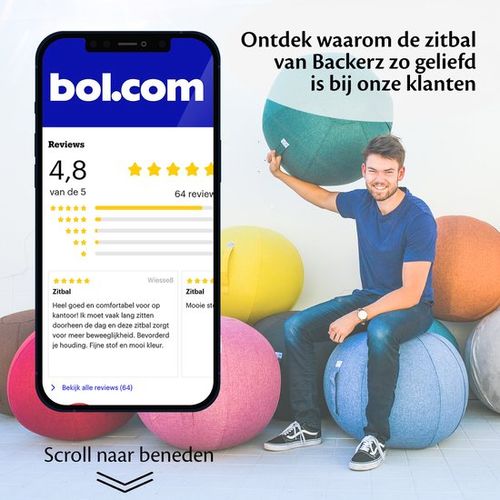 Bckz Sitzball - für Büro und Zuhause - 55 CM - Ergonomisch - Leinen Schwarz