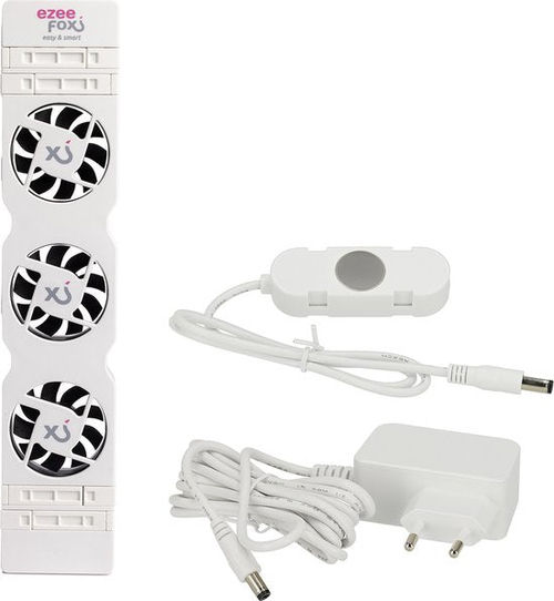 Ezeefox Heizkörperlüfter mit 3 Ventilatoren und Thermosensor - Monoset - Universal - Energieeffizient - Sehr leise - Heizkörperlüfter - Weiß