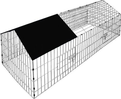 Cadoca Kaninchenhaus/ Freilandhaus/ Nagerhaus - 180x75x75cm - inkl. Sonnenschirm - Schwarz