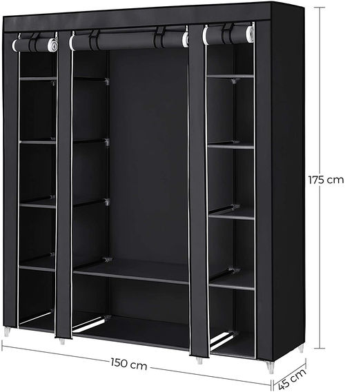 Hoout offener Stoff Kleiderschrank/Kleiderständer mit Deckel - 150 x 45 x 175 cm