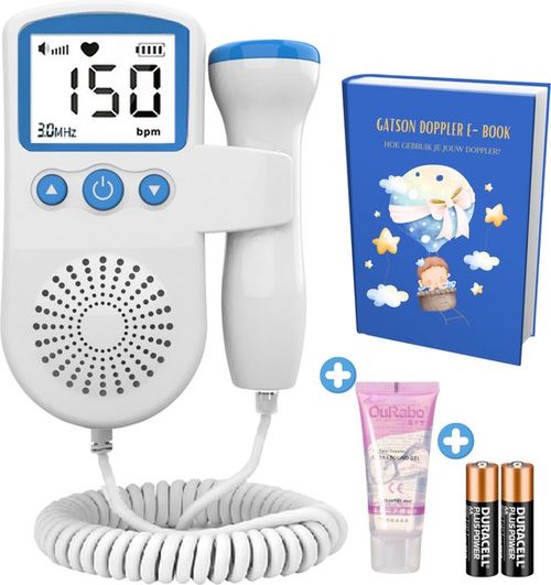 Gatson Doppler - Inklusive E-Book, Doppler-Gel und Batterien - Doppler Baby - Baby-Herz-Monitor - Baby-Dusche Geschenk - Schwangerschaft