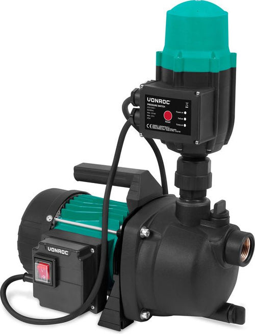 VONROC Hauswasserwerk / Automatische Pumpe - 800W - 3300l/h - Mit Druckschalter - Trockenlaufschutz - Zum Bewässern und Haushaltswasser