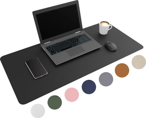 WURK Professionelle Schreibtischunterlage aus Kunstleder - Schreibtisch-Organizer - Schreibtischunterlage - Schreibtischzubehör - Mauspad XXL- Inklusive Kabelclip - 90x45 - Schwarz