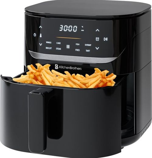 KitchenBrothers Airfryer XL - 5L - 1500W - Heißluftfritteuse - 80ºC bis 200ºC - 8 Kochprogramme - Schwarz