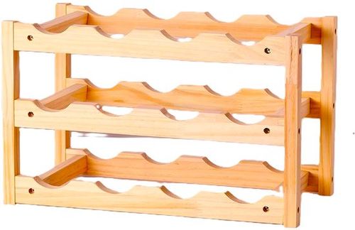 Weinregal Holz - 3 Schichten- 12 Flaschen - Weinmöbel- Flaschenregal - 46,5 x 19 x 28,5 cm