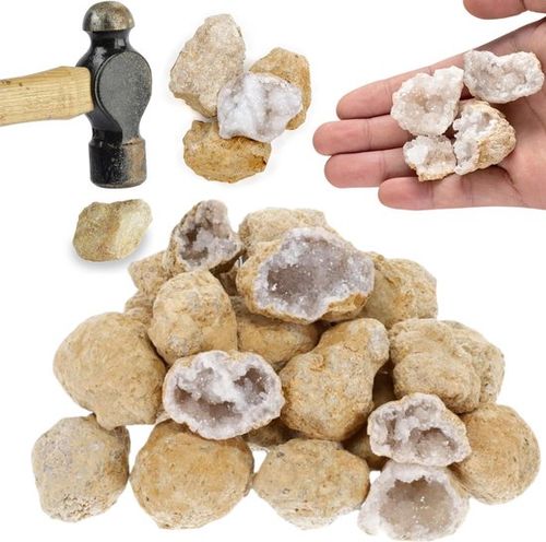 Partizzle 25x Grobstrass Geoden - Machen Sie Ihre eigenen offenen Baugruppen - Machen Sie Kristalle / Edelsteine Mineralien - Share Geschenke für Kinder - Grabbelton Treat Geschenke - Medium 2/4 cm