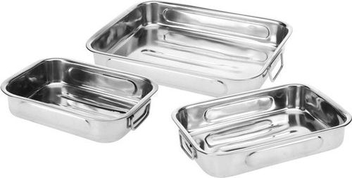 3er Set Bratpfanne/Ofengeschirr aus Edelstahl - Braten von Fleisch - Bratpfanne - Bratpfanne