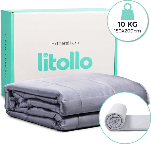Litollo Beschwerungsdecke 10 kg mit Außenbezug - Beschwerungsdecke - strapazierfähiges Bambusmaterial - Grau - 150x200cm