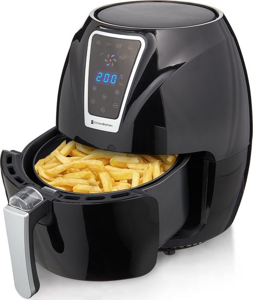 KitchenBrothers Heißluftfritteuse - Airfryer - Friteuse ohne Fett - 1300W - 3.5L - Schwarz