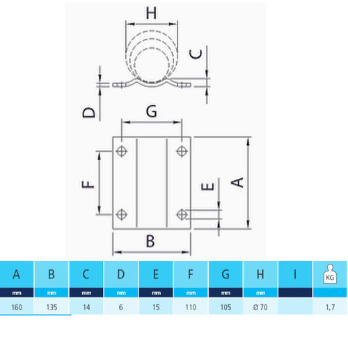 Montageplatte für Bugrad