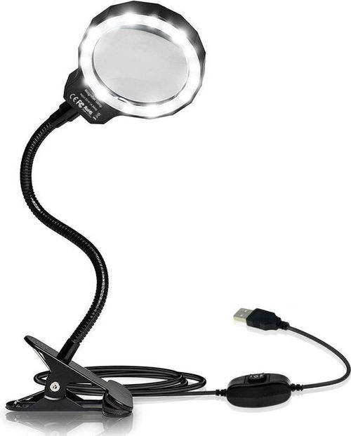 Lupe - Lupe mit LED-Licht - Für Kinder/Erwachsene/Senioren/Lesen/Zeichnen/Hobby mit Tischklemme - Lupe mit Beleuchtung Earkings