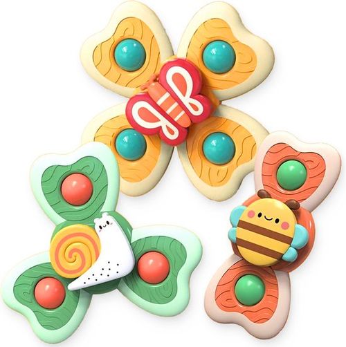 Frummel Fidget Spinners XL mit Saugnapf - Badespielzeug - Sinnesspielzeug - Fidget Toys - Badespinner - Fidget Spinner für die Autoscheibe - 3 Stück