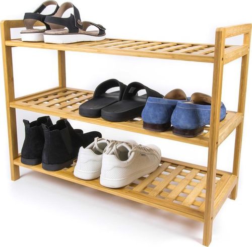 Budu Schuhregal (3 Ebenen) - Schuhregal Bambus - Schuhschrank Holz - Schuh-Organisator