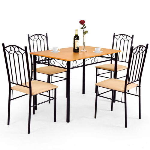 5-tlg. Esstisch-Set Holztisch...