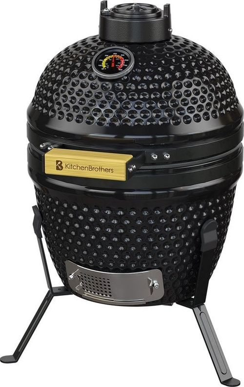 KitchenBrothers Kamado BBQ - Holzkohle - 13inch - PFAS-frei - Ø27cm - Schwarz