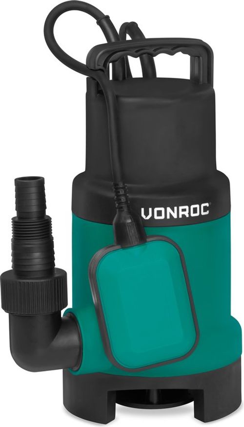 VONROC Tauchpumpe - Schmutzwasserpumpe - Wasserpumpe - 750W - 14000 l/h - Für schmutziges und sauberes Wasser - Mit Schwimmer