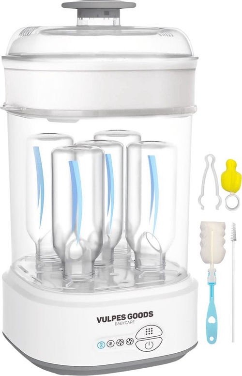Vulpes Goods® BabyCare - 5-in-1-Flaschensterilisator elektrisch - Dampfsterilisator mit Trockenfunktion - Flaschensterilisator PRO - inkl. Reinigungsset
