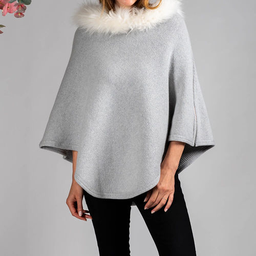 Pearl Grey Cashmere Poncho...