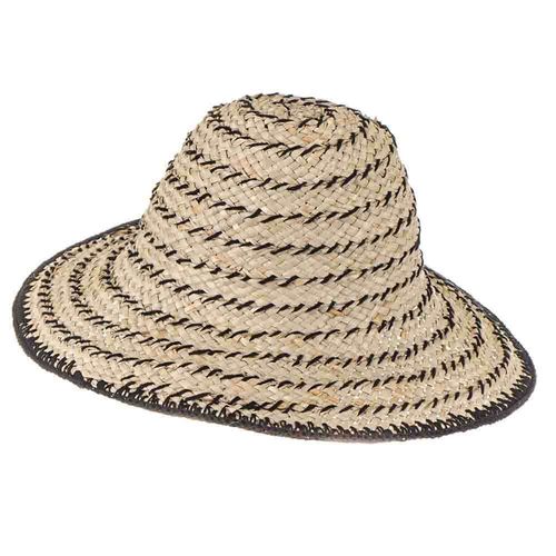 Black and Brown Straw Sun Hat