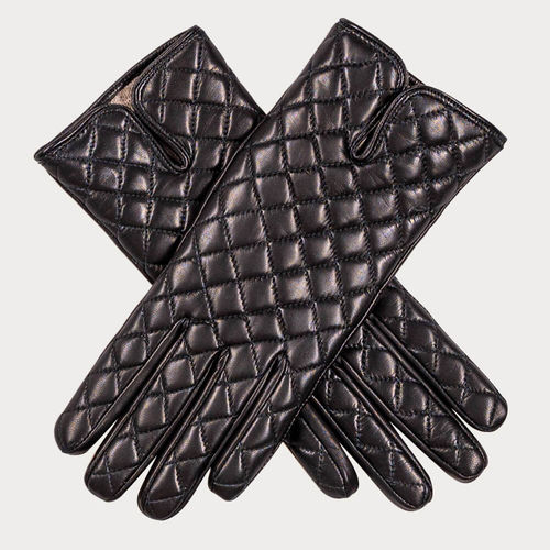 Black Quilted Cashmere Lined...