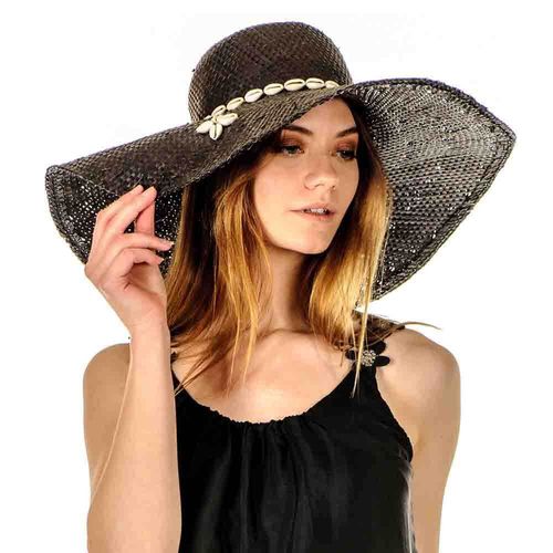 Black Shell Straw Sun Hat