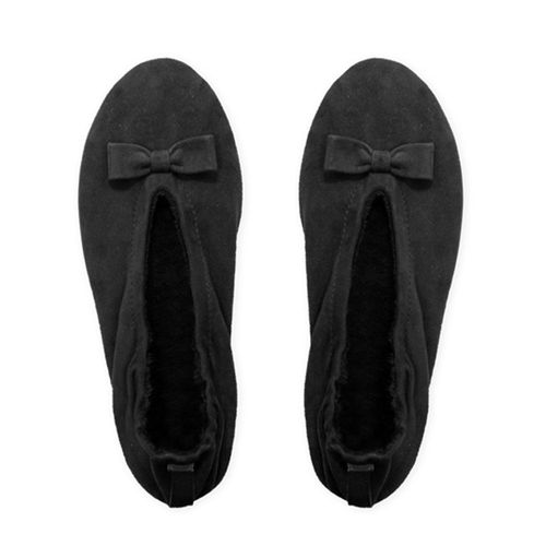 Black Suede Ballerina Slippers