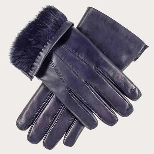 Men's Navy Rabbit Fur Lined...