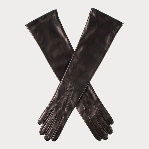 Long Black Leather Gloves -...