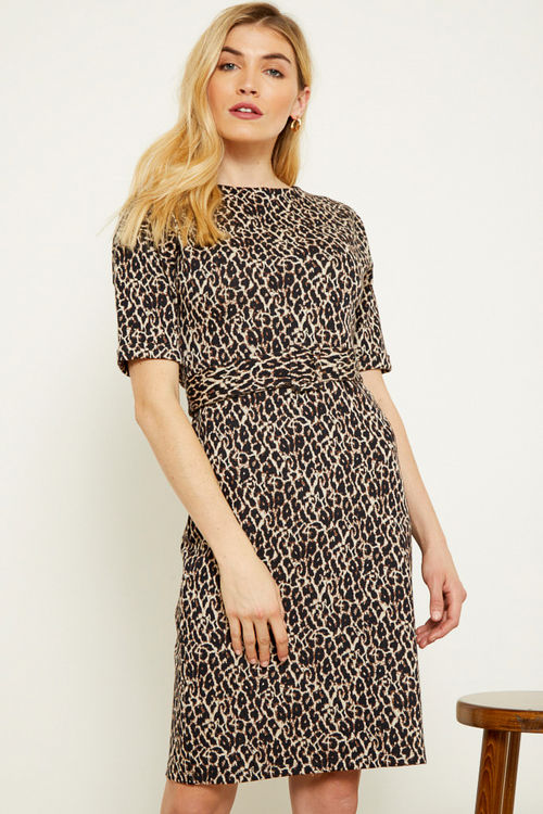 Leopard Jacquard Belted...