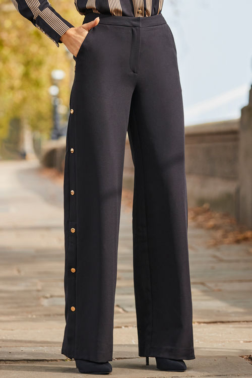 Black Wide Leg Trousers With...