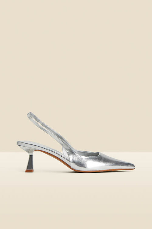 Silver Metallic Kitten Heel...