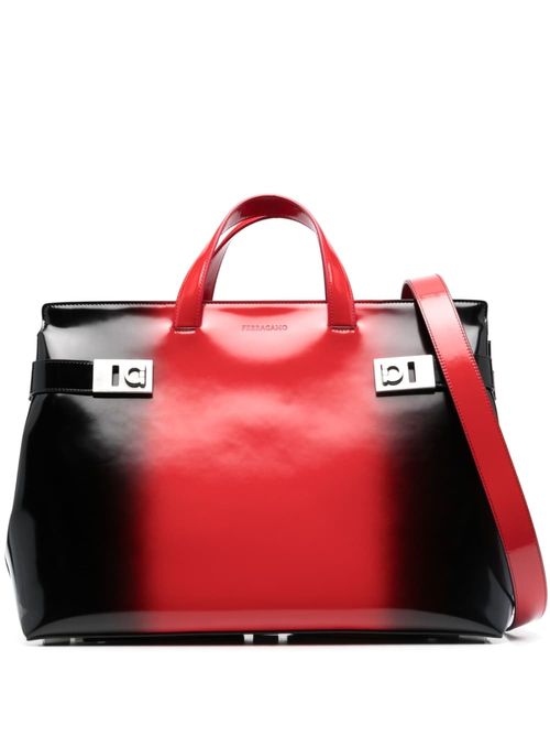 FERRAGAMO- Leather Messenger...