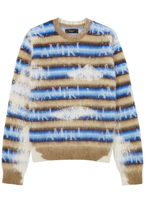 Amiri Striped Logo-intarsia...