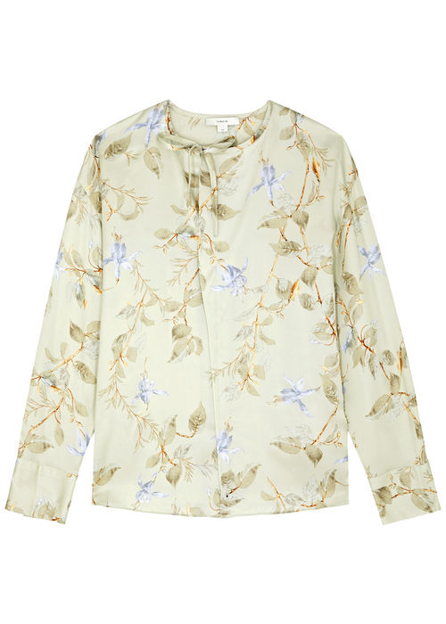 Vince Floral-print Silk-satin...