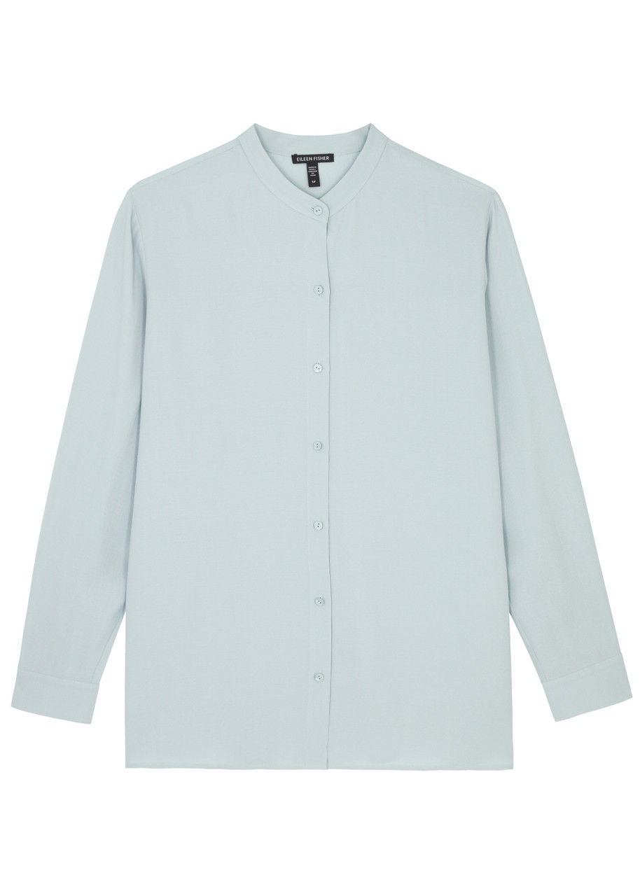 Eileen Fisher Silk georgette Shirt Light Blue XS UK 6 8 XS