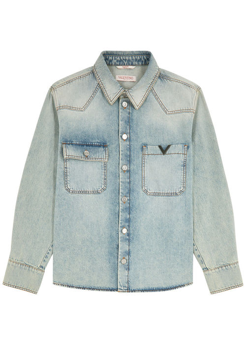 Valentino Logo Faded Denim...