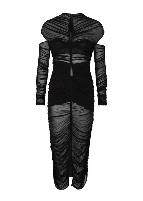 Mugler Ruched Stretch-tulle...