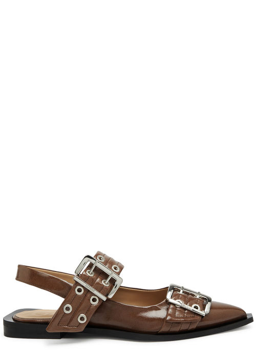 Ganni Buckle Ballerina Patent...