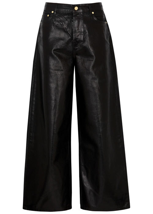 Ganni Coated Wide-leg Jeans -...