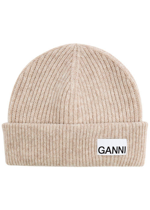 Ganni Logo Ribbed Wool-blend...