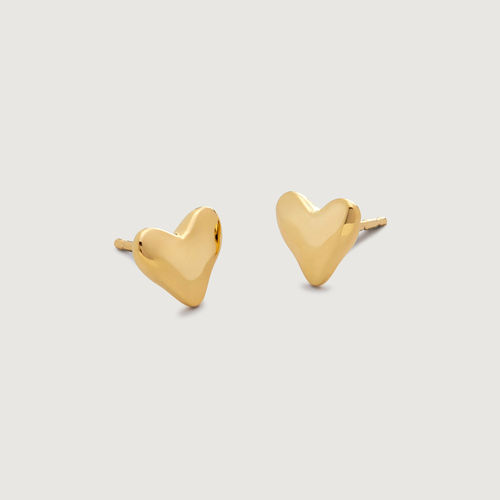 Gold Heart Stud Earrings