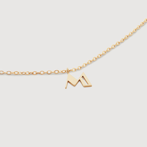 Gold Small Initial M Necklace...