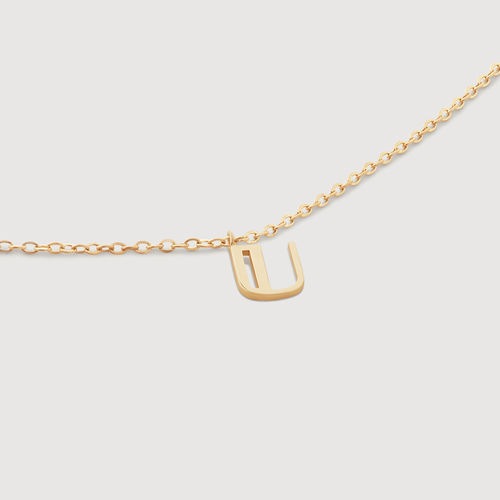 Gold Small Initial U Necklace...