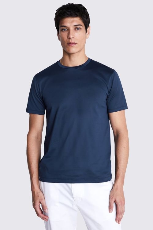 Navy Mercerised Crew-Neck...