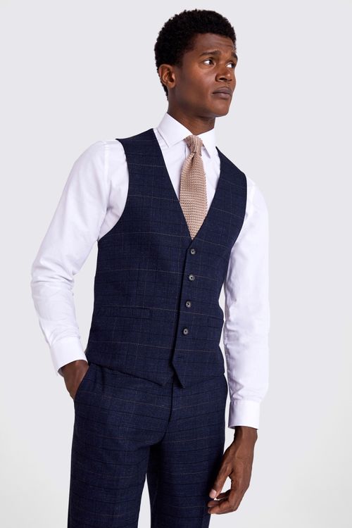 Slim Fit Navy Black Check...