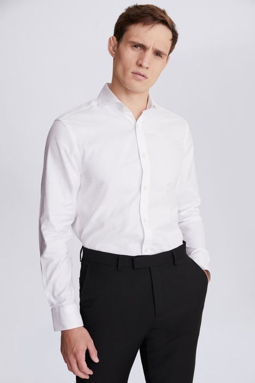 Tailored Fit White Dobby Shirt